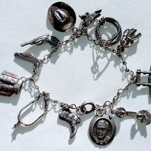 Vintage western Sterling charm bracelet
